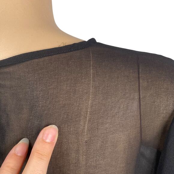 White House Black Market Sheer Lace Applique Ruffle Witchy Tunic Top SZ 4 - Picture 11 of 11